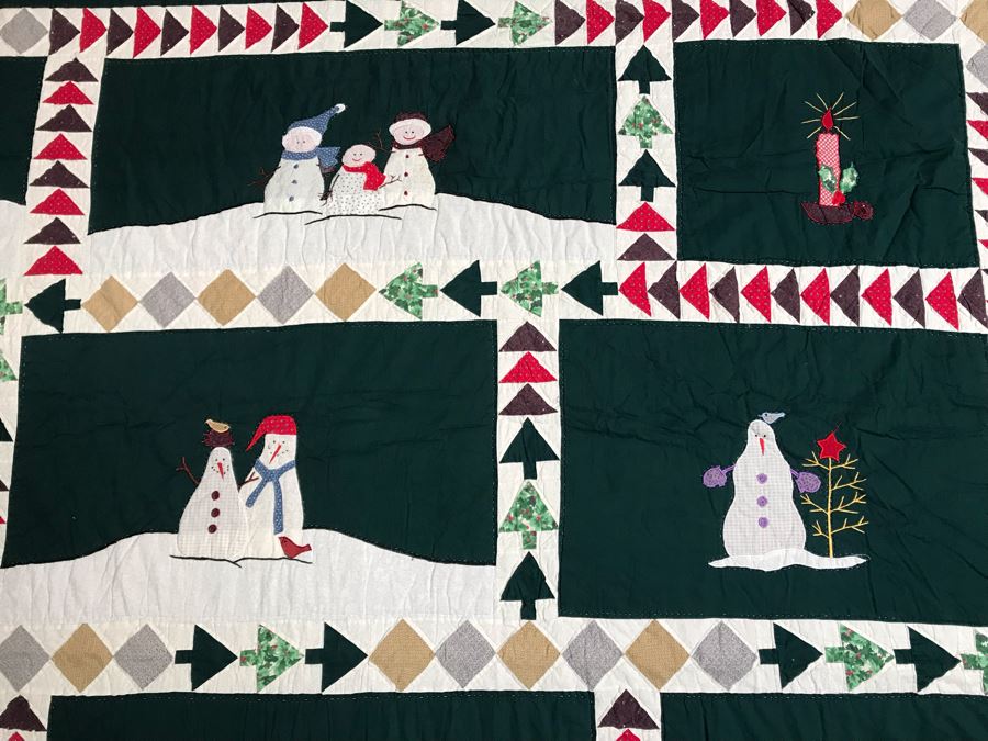 Large Winter Snowman Christmas Themed Quilt 92W X 86.5W [Photo 11]