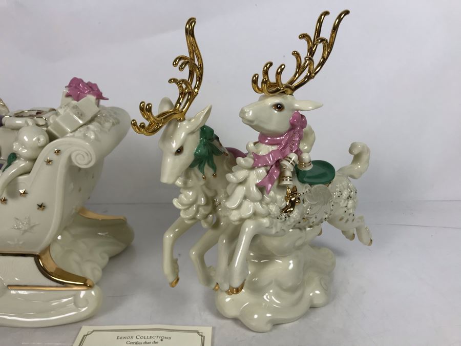 Limited Edition Fine Porcelain Lenox Holiday Delivery Candlesticks 