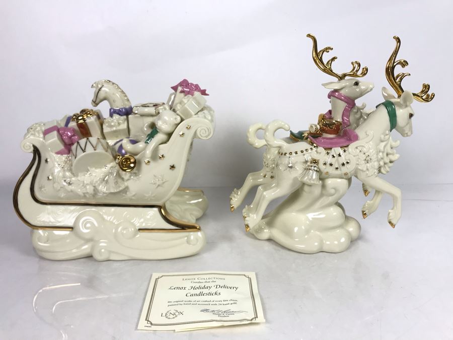 Limited Edition Fine Porcelain Lenox Holiday Delivery Candlesticks ...