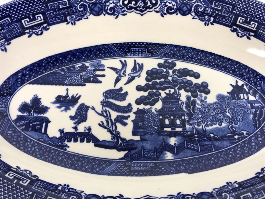 Collection Of (4) English Blue & White China Dishes: Brown-Westhead, Moore & Co Cauldon, Willow Johnson Bros [Photo 4]
