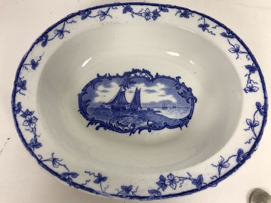 Collection Of (4) English Blue & White China Dishes: Brown-Westhead, Moore & Co Cauldon, Willow Johnson Bros [Photo 14]