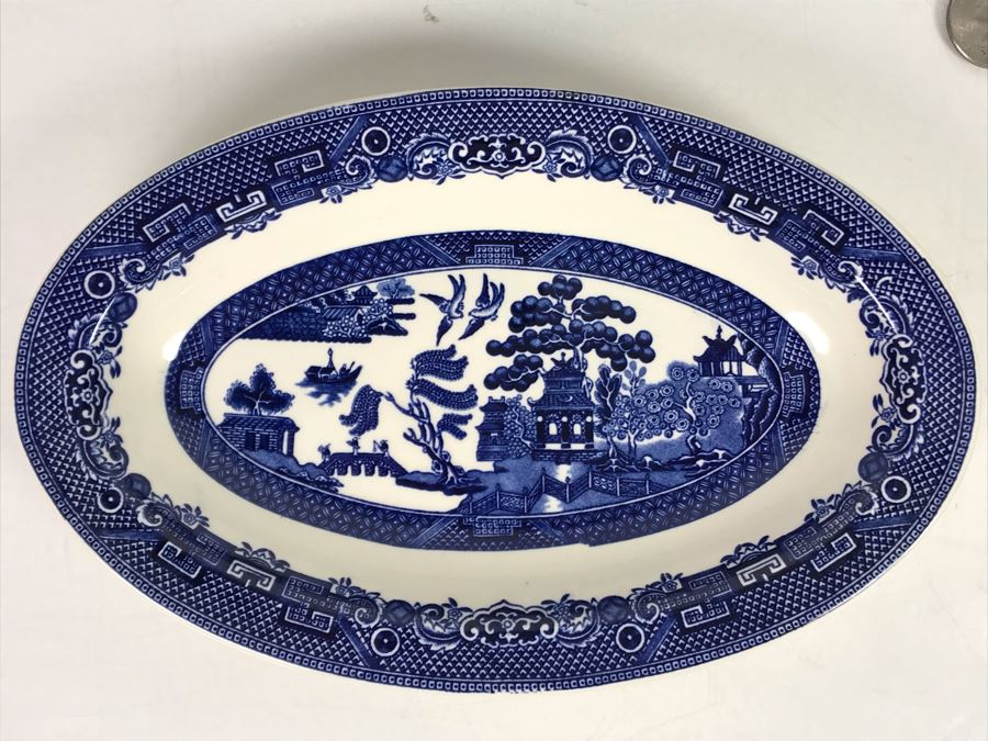 Collection Of (4) English Blue & White China Dishes: Brown-Westhead, Moore & Co Cauldon, Willow Johnson Bros [Photo 3]