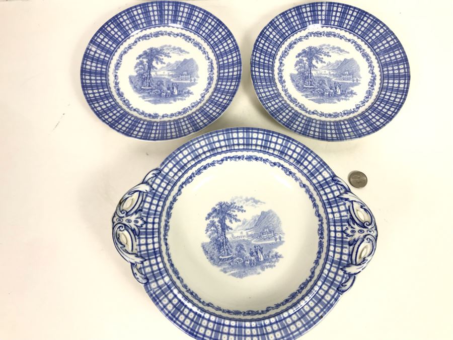 Brown-Westhead, Moore & Co Cauldon England: (2) Plates 9R And (1) Handled Bowl 10R [Photo 3]