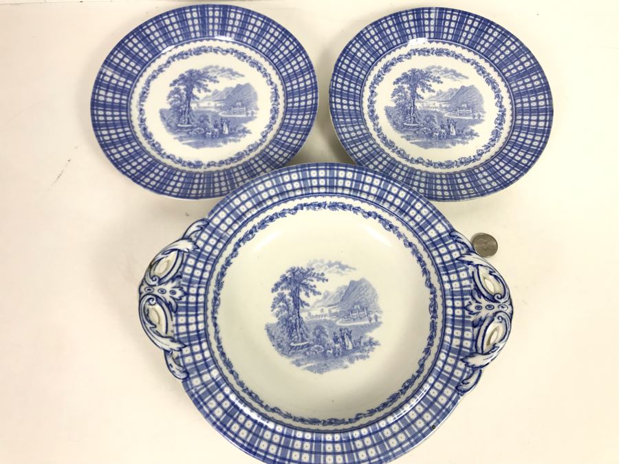 Brown-Westhead, Moore & Co Cauldon England: (2) Plates 9R And (1) Handled Bowl 10R [Photo 2]