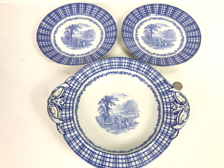 Brown-Westhead, Moore & Co Cauldon England: (2) Plates 9R And (1) Handled Bowl 10R [Photo 1]