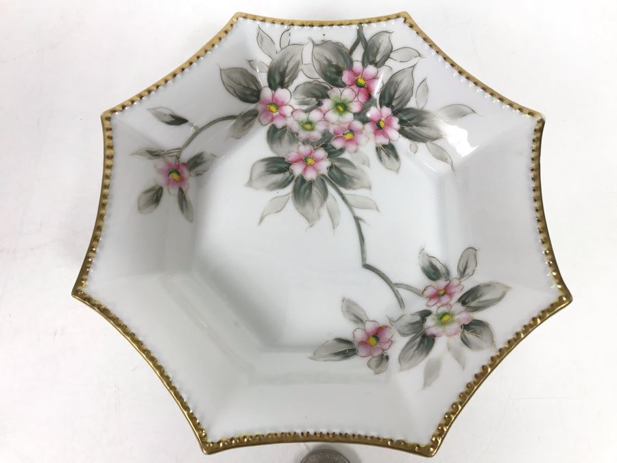 Stunning Hand Painted Japanese Nippon Gold Rim Bowl 7W [Photo 3]