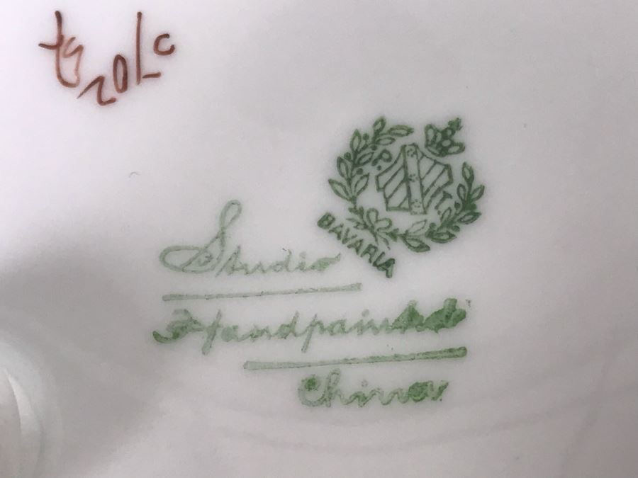 Studio Hand Painted Footed China Gold Rim Bowl P.T. Bavaria Signed Lechner 5W [Photo 13]