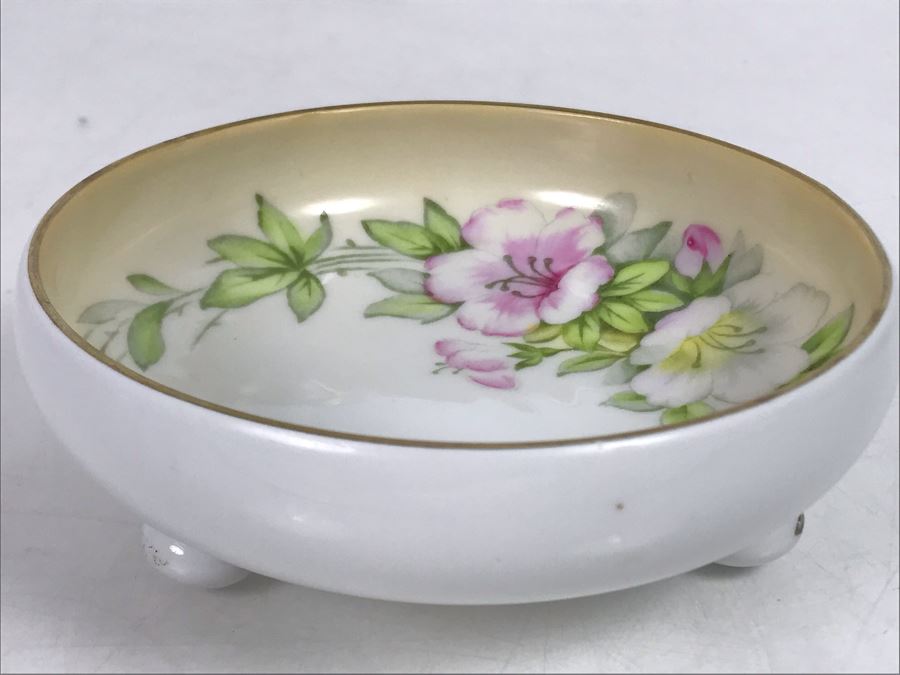Studio Hand Painted Footed China Gold Rim Bowl P.T. Bavaria Signed Lechner 5W [Photo 9]