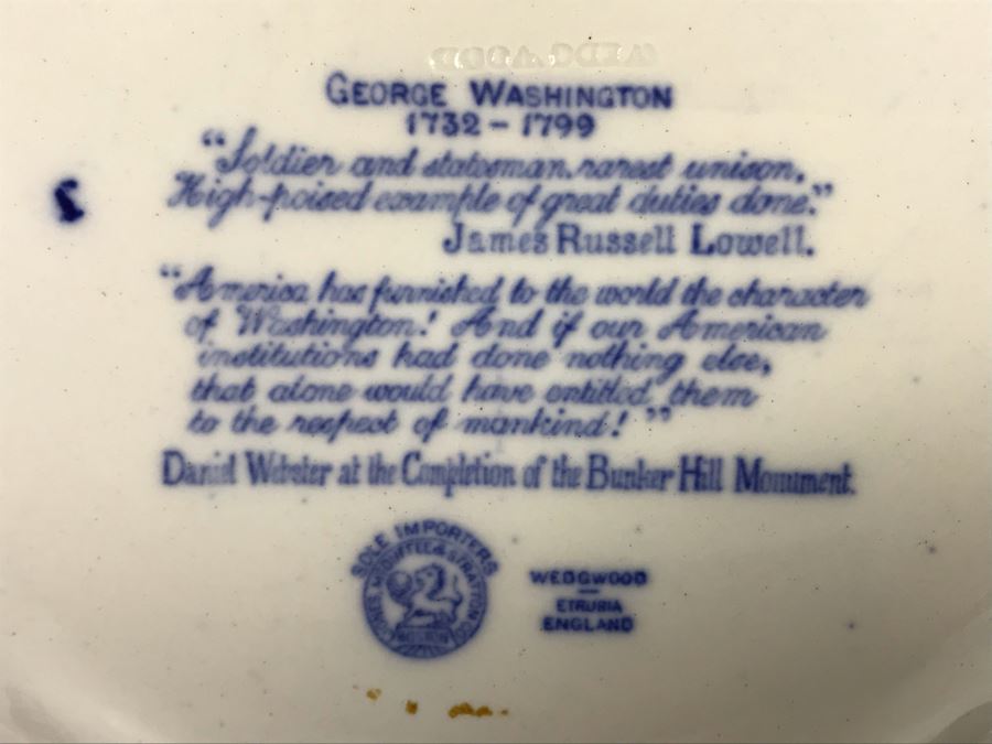 Wedgwood Washington Bicentennial Blue & White Luncheon Plate [Photo 9]