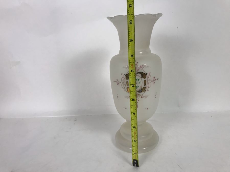 Victorian Handpainted Glass Vase 10.5H [Photo 5]