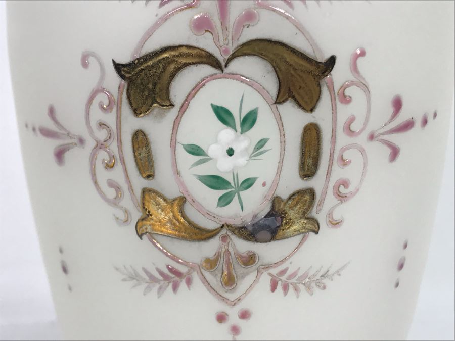 Victorian Handpainted Glass Vase 10.5H [Photo 3]