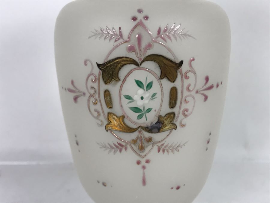 Victorian Handpainted Glass Vase 10.5H [Photo 2]