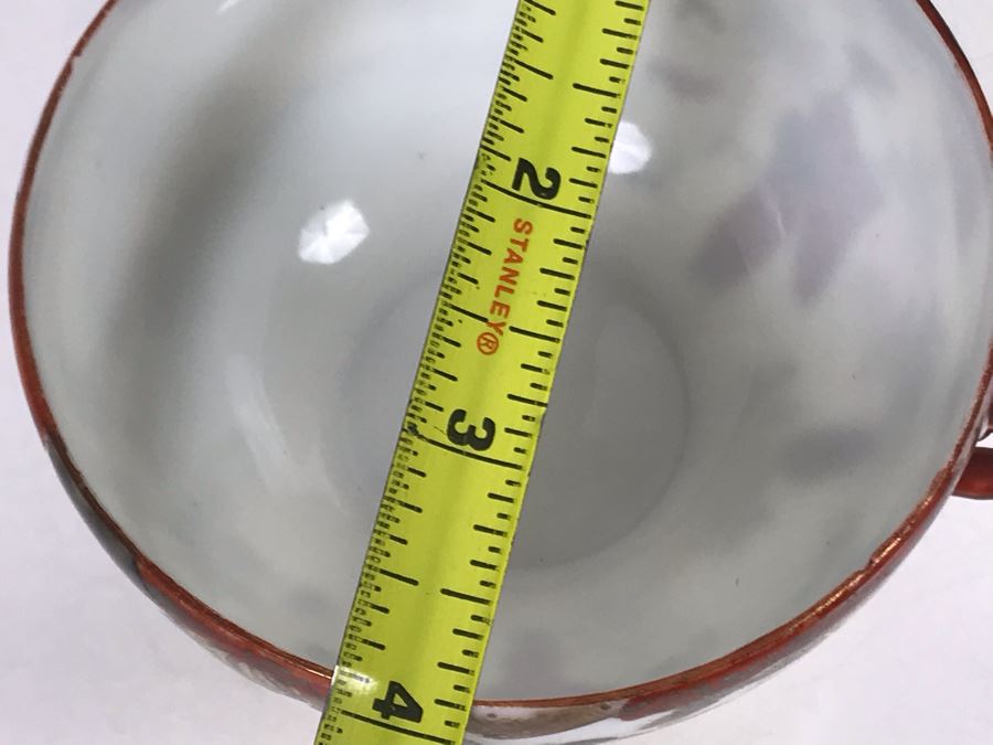 Vintage Signed Japanese Porcelain Kutani Handpainted Bone China Cup And Saucer With Display Stand [Photo 13]