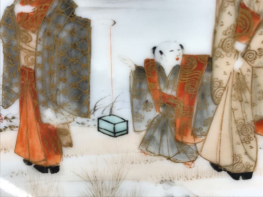 Vintage Signed Japanese Porcelain Kutani Handpainted Bone China Cup And Saucer With Display Stand [Photo 16]