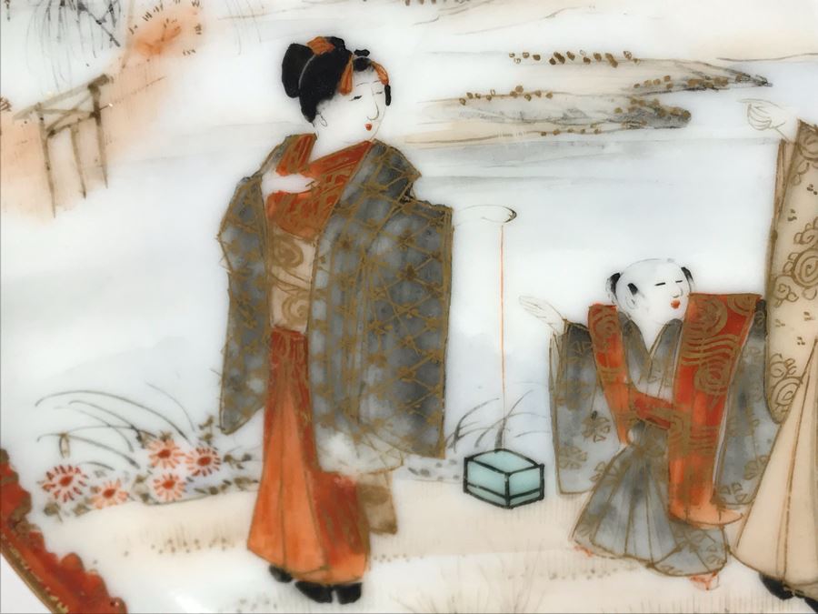 Vintage Signed Japanese Porcelain Kutani Handpainted Bone China Cup And Saucer With Display Stand [Photo 17]