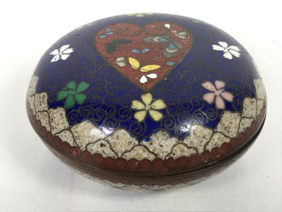 Vintage Cloisonne Heart Lidded Box 2.5R [Photo 4]