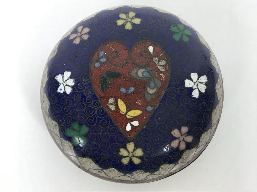 Vintage Cloisonne Heart Lidded Box 2.5R [Photo 3]