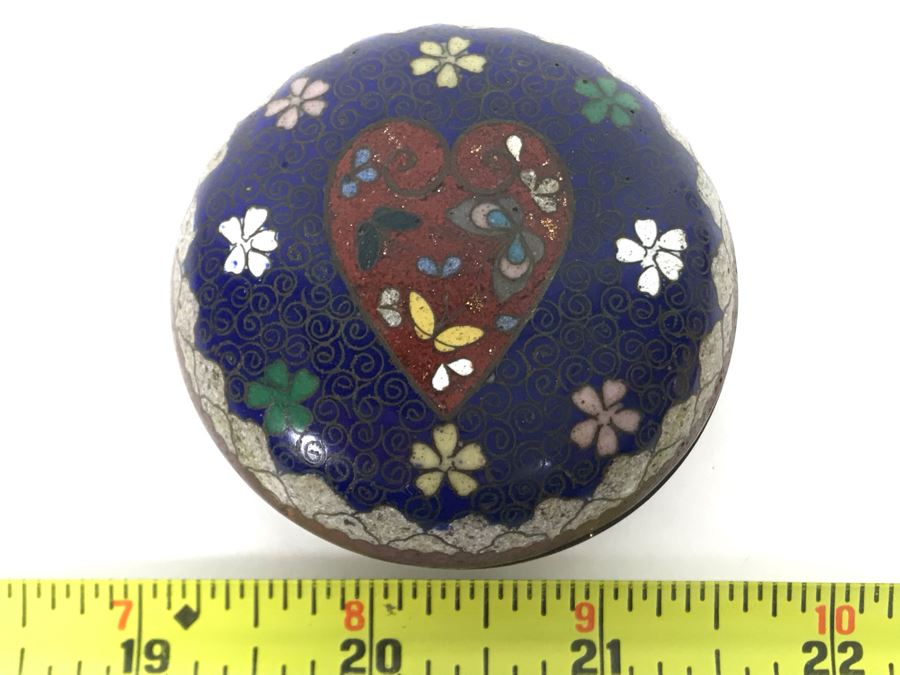 Vintage Cloisonne Heart Lidded Box 2.5R [Photo 2]