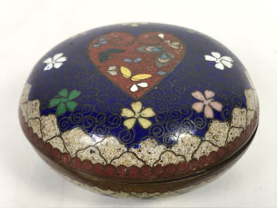 Vintage Cloisonne Heart Lidded Box 2.5R [Photo 1]