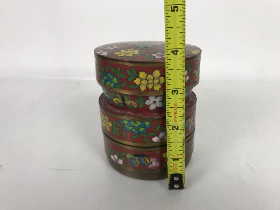 Vintage Cloisonne Stacking 3-Piece Box 3.75H [Photo 8]