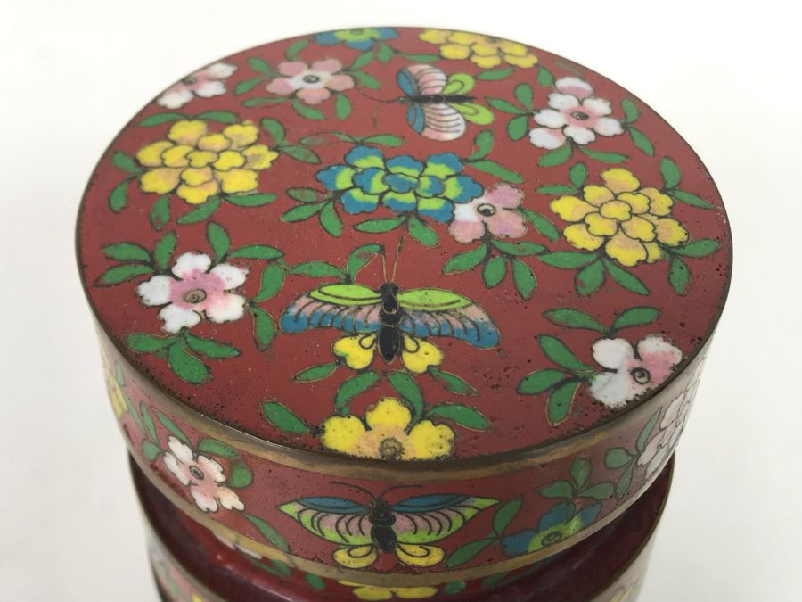 Vintage Cloisonne Stacking 3-Piece Box 3.75H [Photo 4]