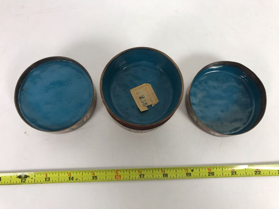 Vintage Cloisonne Stacking 3-Piece Box 3.75H [Photo 6]