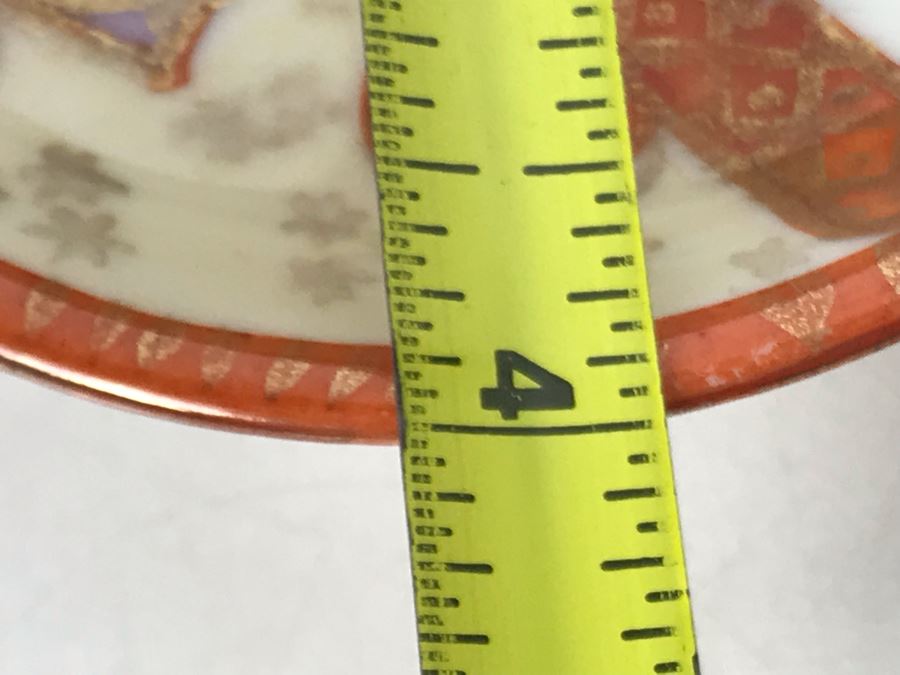 Vintage Signed Japanese Porcelain Kutani Handpainted Demitasse Cup And Saucer 4R [Photo 11]