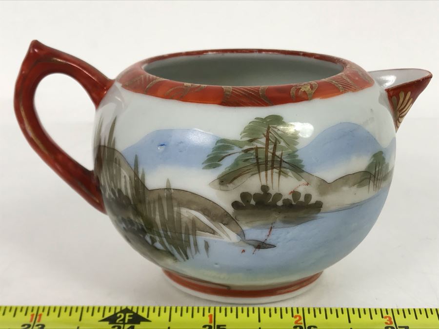 Vintage Signed Japanese Porcelain Kutani Handpainted Teapot 3H [Photo 5]