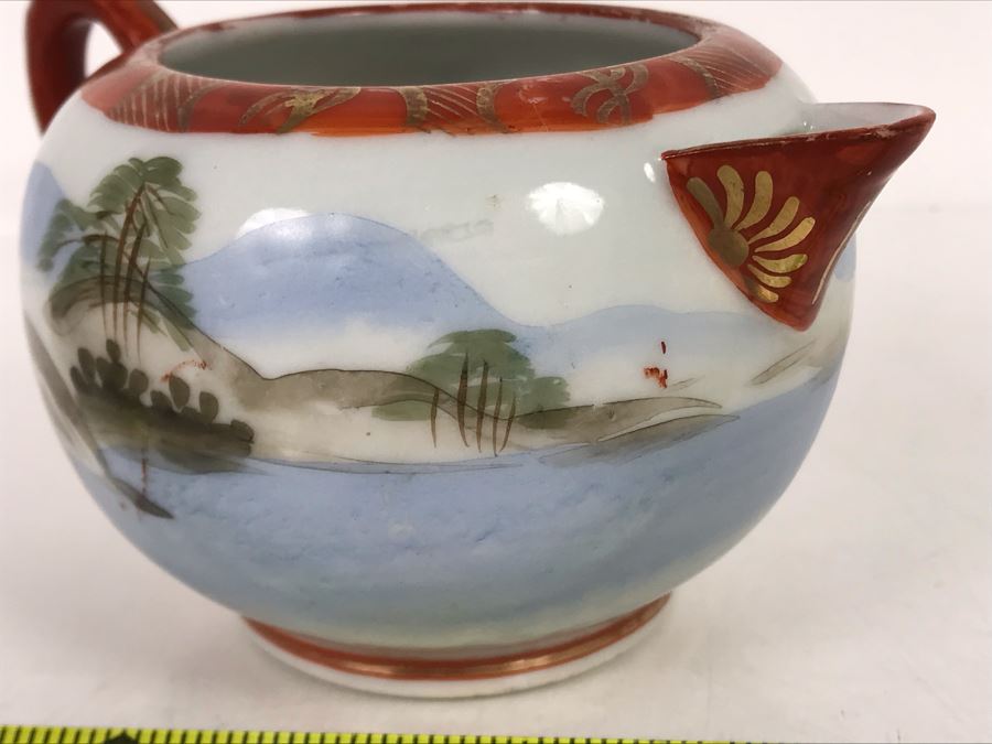 Vintage Signed Japanese Porcelain Kutani Handpainted Teapot 3H [Photo 7]