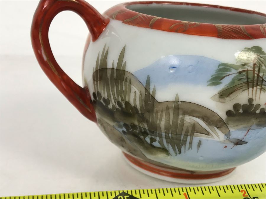 Vintage Signed Japanese Porcelain Kutani Handpainted Teapot 3H [Photo 6]