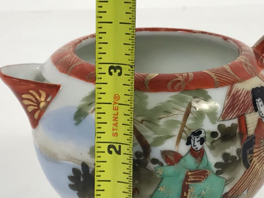 Vintage Signed Japanese Porcelain Kutani Handpainted Teapot 3H [Photo 11]