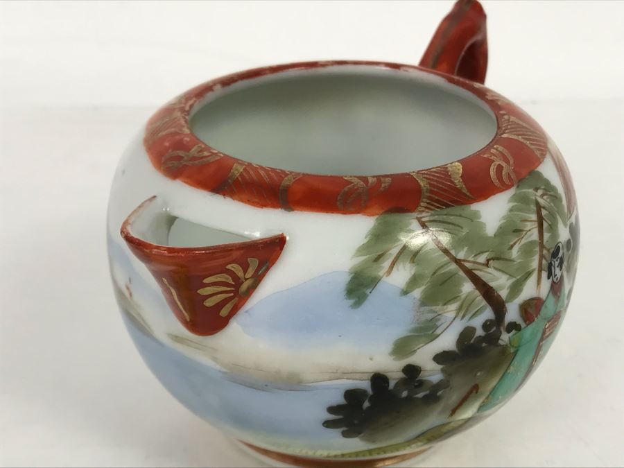 Vintage Signed Japanese Porcelain Kutani Handpainted Teapot 3H [Photo 8]