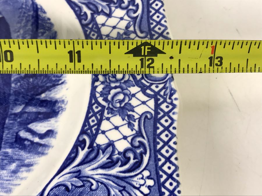 Crown Ducal England Blue & White Platter Colonial Times The First Sermon Ashore - Plymouth 1621 12.5W X 9.5H [Photo 15]