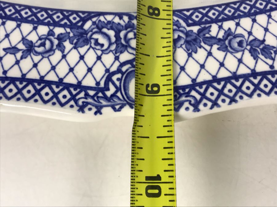 Crown Ducal England Blue & White Platter Colonial Times The First Sermon Ashore - Plymouth 1621 12.5W X 9.5H [Photo 16]