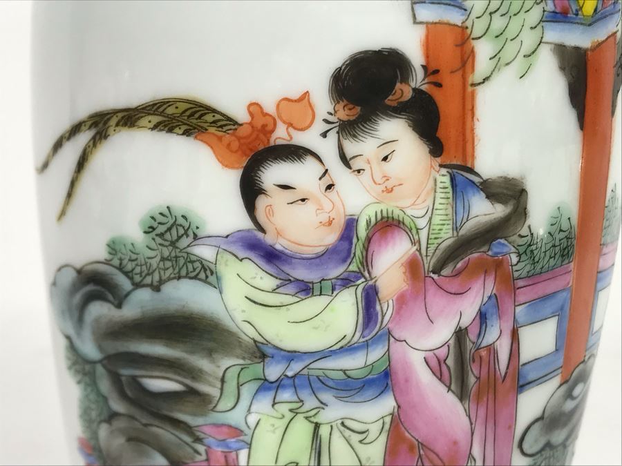 Signed Handpainted Chinese Porcelain Bone China Vase 9.25H [Photo 6]