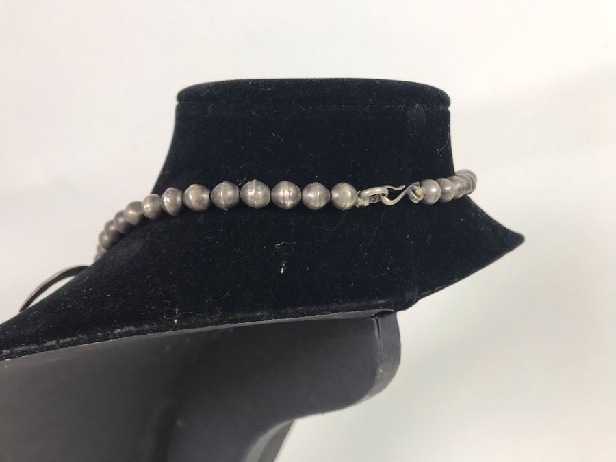 Vintage Signed Native American Sterling Silver Turquoise Necklace Signed PT HG 113.4g [Photo 13]