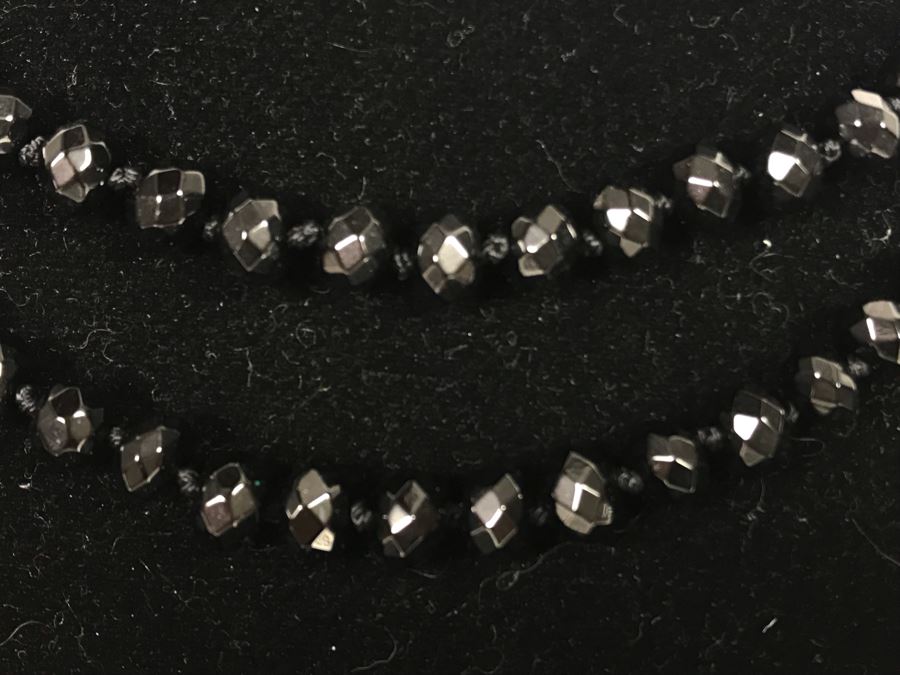 Pair Of Black Stone Necklaces With Sterling Silver Clasps [Photo 3]