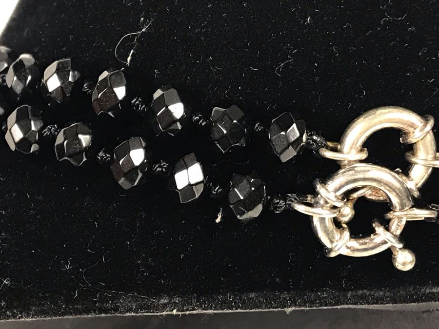 Pair Of Black Stone Necklaces With Sterling Silver Clasps [Photo 6]