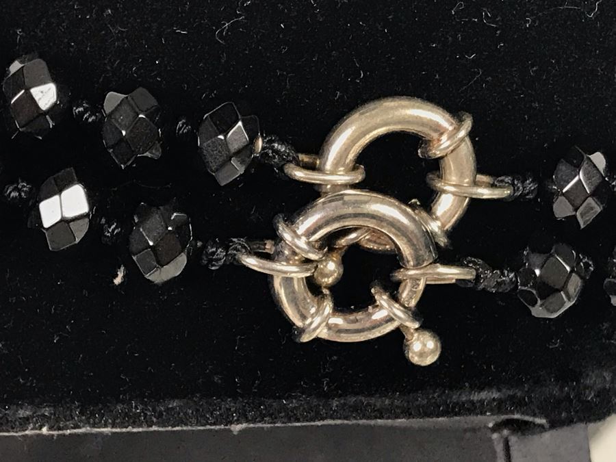 Pair Of Black Stone Necklaces With Sterling Silver Clasps [Photo 5]