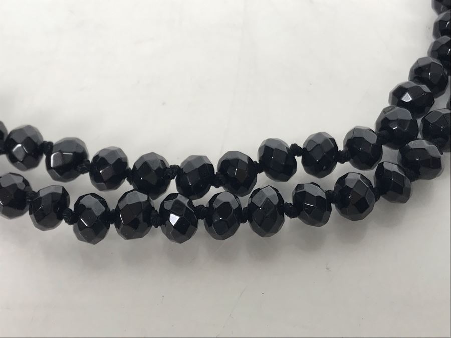 Pair Of Black Stone Necklaces With Sterling Silver Clasps [Photo 8]