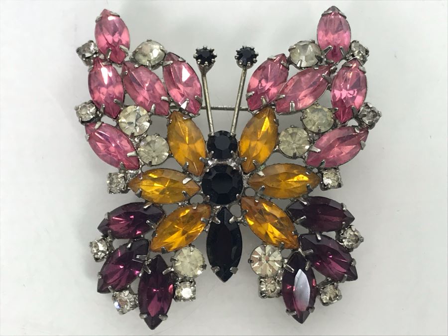 Vintage Rhinestone Butterfly Brooch Pin [Photo 3]