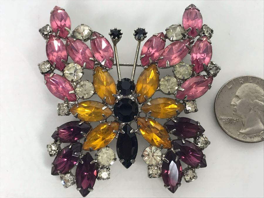 Vintage Rhinestone Butterfly Brooch Pin [Photo 4]