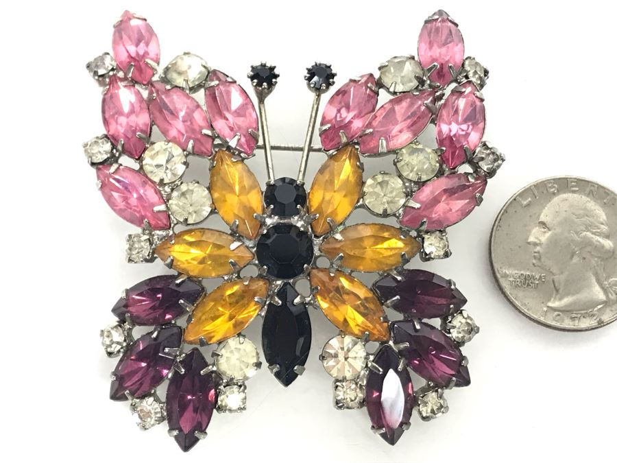 Vintage Rhinestone Butterfly Brooch Pin [Photo 1]