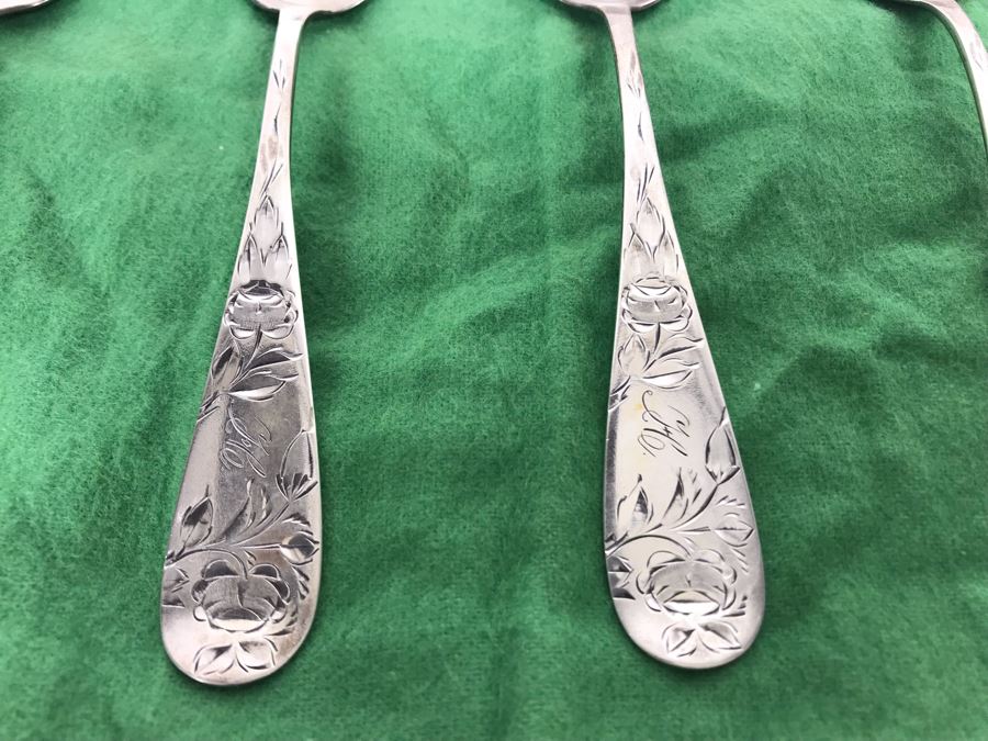 (6) Vintage Sterling Silver Teaspoons With Silver Storage Cloth 122.9g [Photo 3]