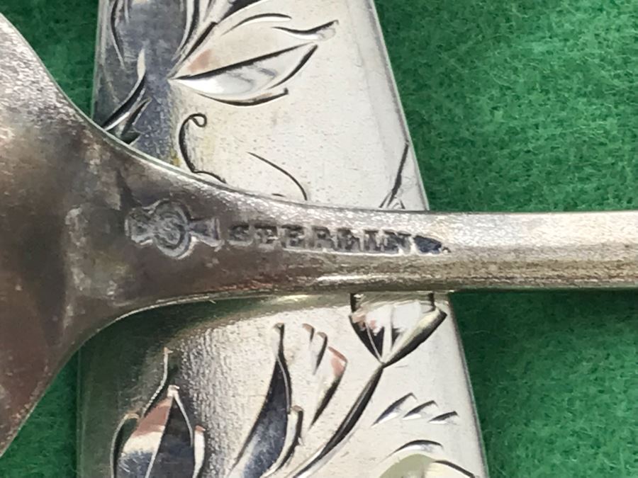 (6) Vintage Sterling Silver Teaspoons With Silver Storage Cloth 122.9g [Photo 7]