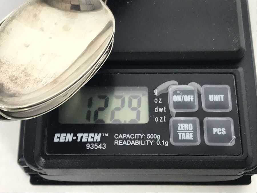 (6) Vintage Sterling Silver Teaspoons With Silver Storage Cloth 122.9g [Photo 8]