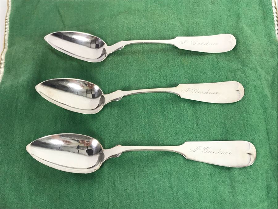 (3) Antique Coin Silver Spoons Signed J C 48.8g [Photo 2]