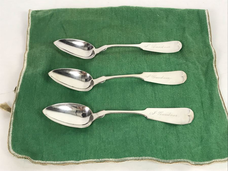 (3) Antique Coin Silver Spoons Signed J C 48.8g