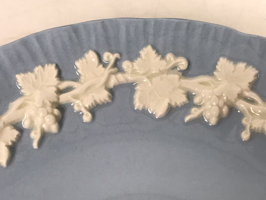 (13) Wedgwood Embossed Queen's Ware Cream Color Grapes On Lavender (Shell Edge) Footed Cup & Saucer Sets + (1) Lavender Color Grapes On White Footed Cup & Saucer Set - Replacements Value Over $500 [Photo 12]