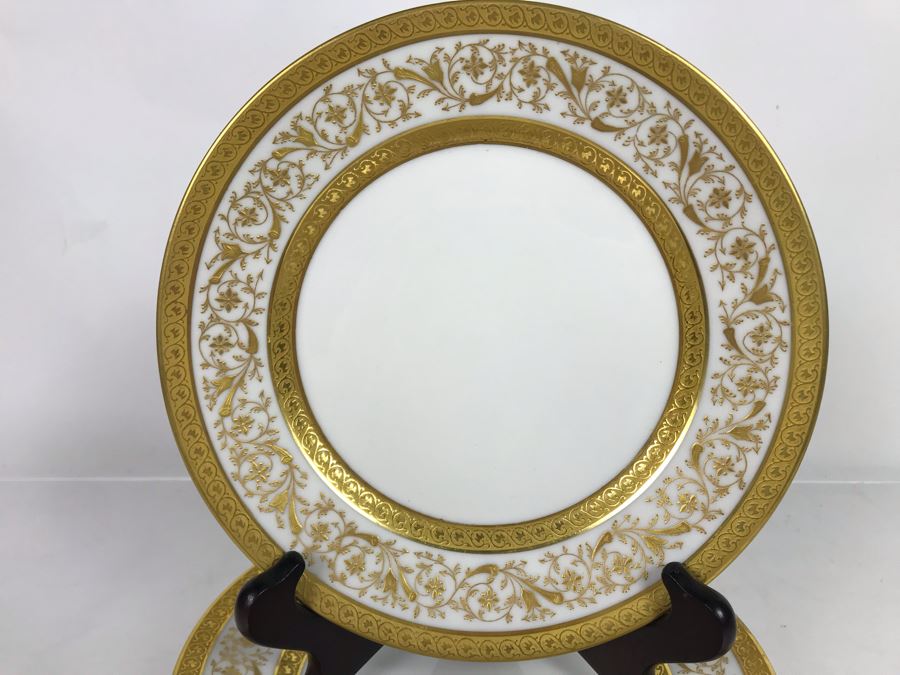 Set Of (4) Limoges France Gold Decorated Plates Wm. Guerin & Co For Wright Kay & Co 8.5R [Photo 3]